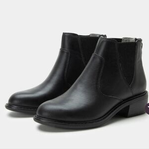 Alegria Black Leather Chelsea Ankle Booties
